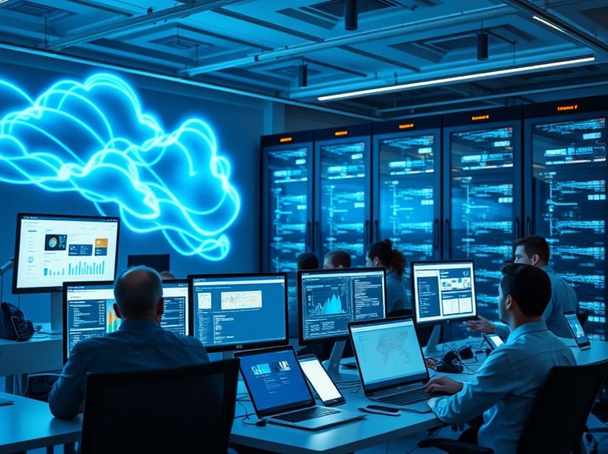 Team of developers and designers managing multiple client websites with high-performance cloud hosting and scalable infrastructure.