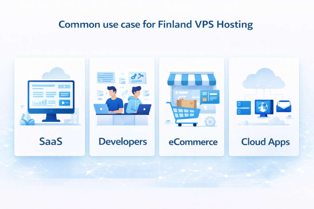 Common use cases for Finland VPS servers including SaaS and developers
