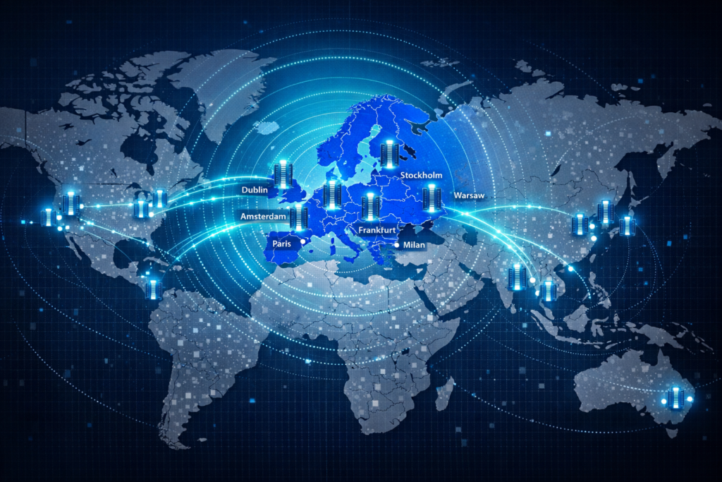 eu cloud servers and global data center locations map for hosting providers