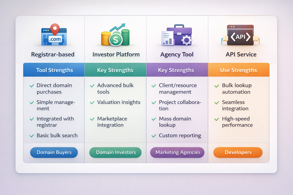 comparison of best bulk domain search tools based on features pricing and use cases