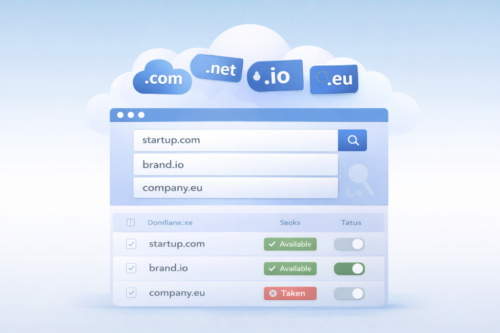 bulk domain search tools overview showing multiple domain availability checking across different TLDs