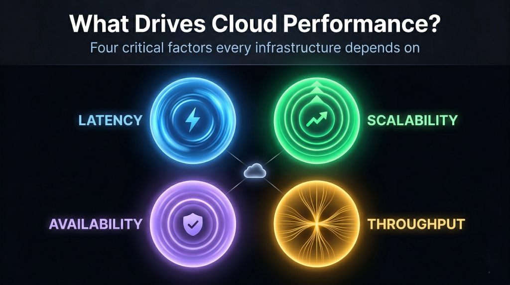 cloud performance factors scalability latency availability