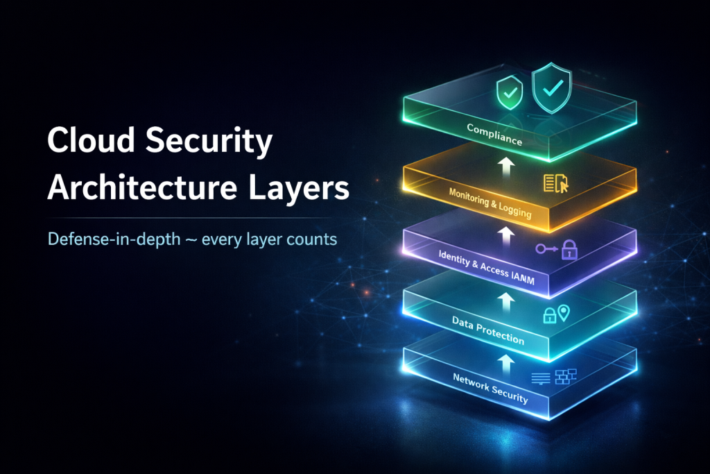 cloud security architecture layers iam encryption monitoring compliance