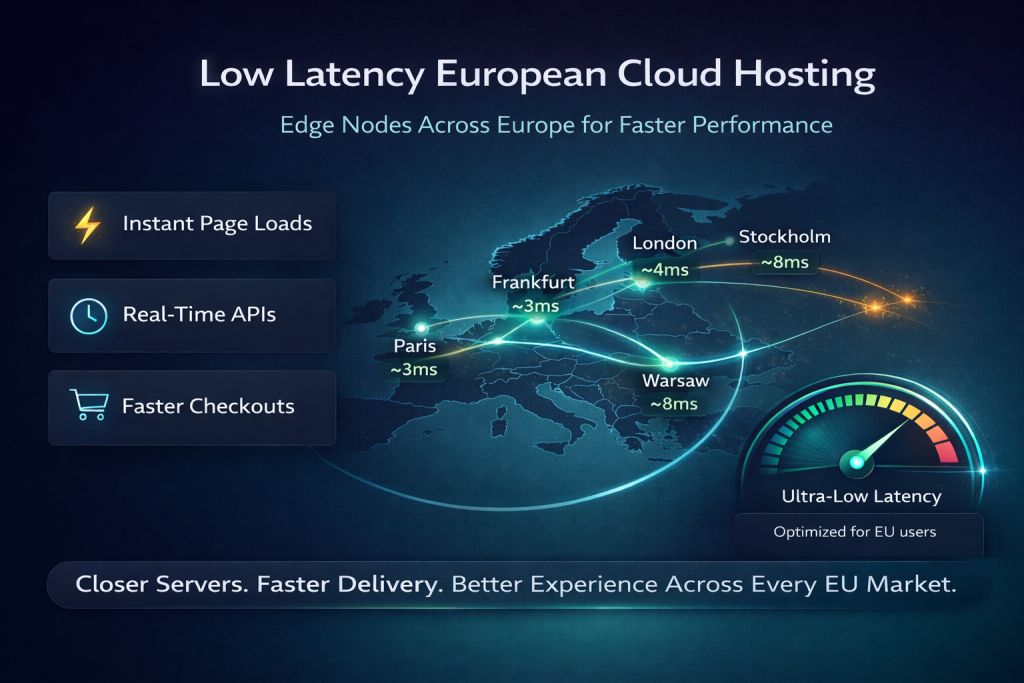 low latency european cloud hosting edge network delivery map