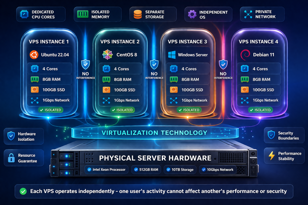 virtual private server isolation using virtualization technology to separate hosting environments