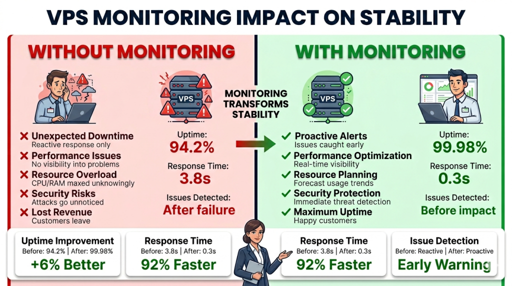VPS monitoring improving server stability uptime and performance with real time alerts
