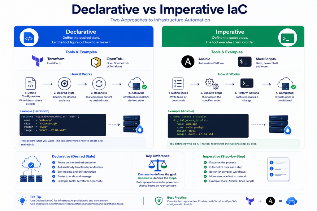 Comparison of declarative and imperative Infrastructure as Code using Terraform OpenTofu and Ansible